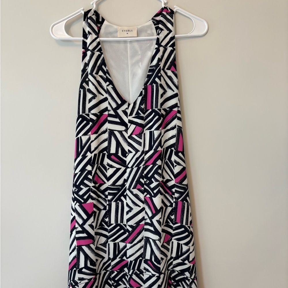 Everly Black and Pink Abstract Sleeveless Dress